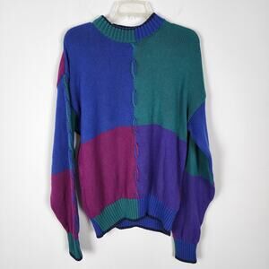 Vintage Colours By Alexander Colorblock Sweater Mens XL Baggy Fresh Prince 80s